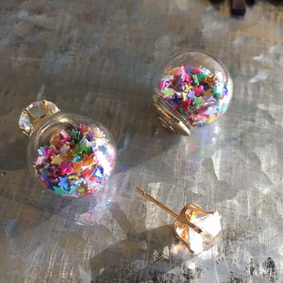 Rainbow Double Stud Earrings - Picture 4 of 6